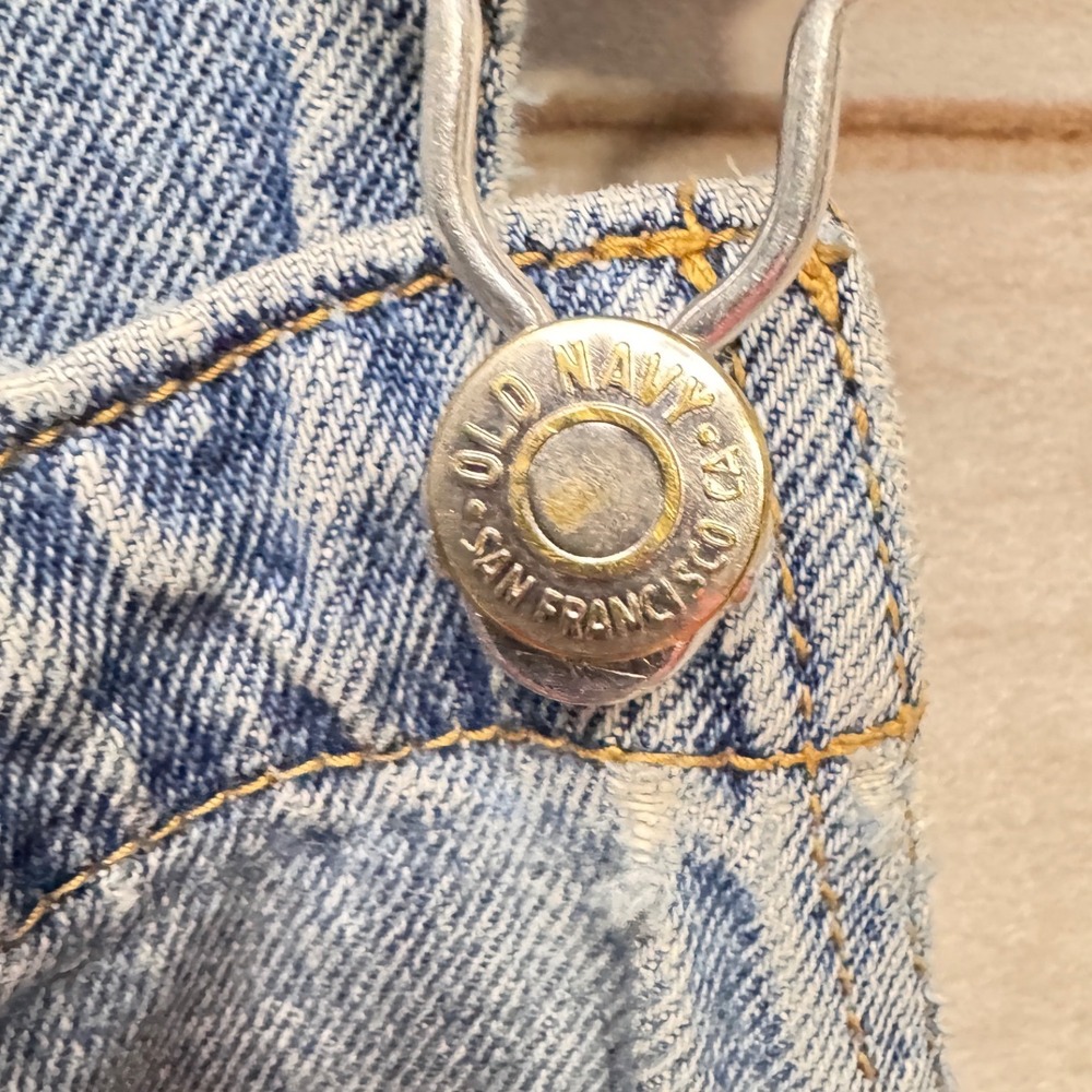 Old Navy Womens Light Wash Denim Overalls Straight Leg Distressed Blue Size 6 - Picture 3 of 8